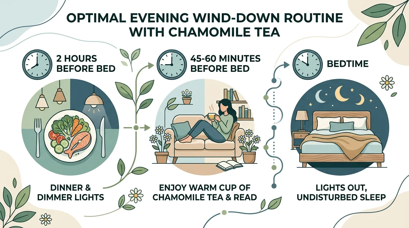 Optimal evening wind-down routine timeline with chamomile tea